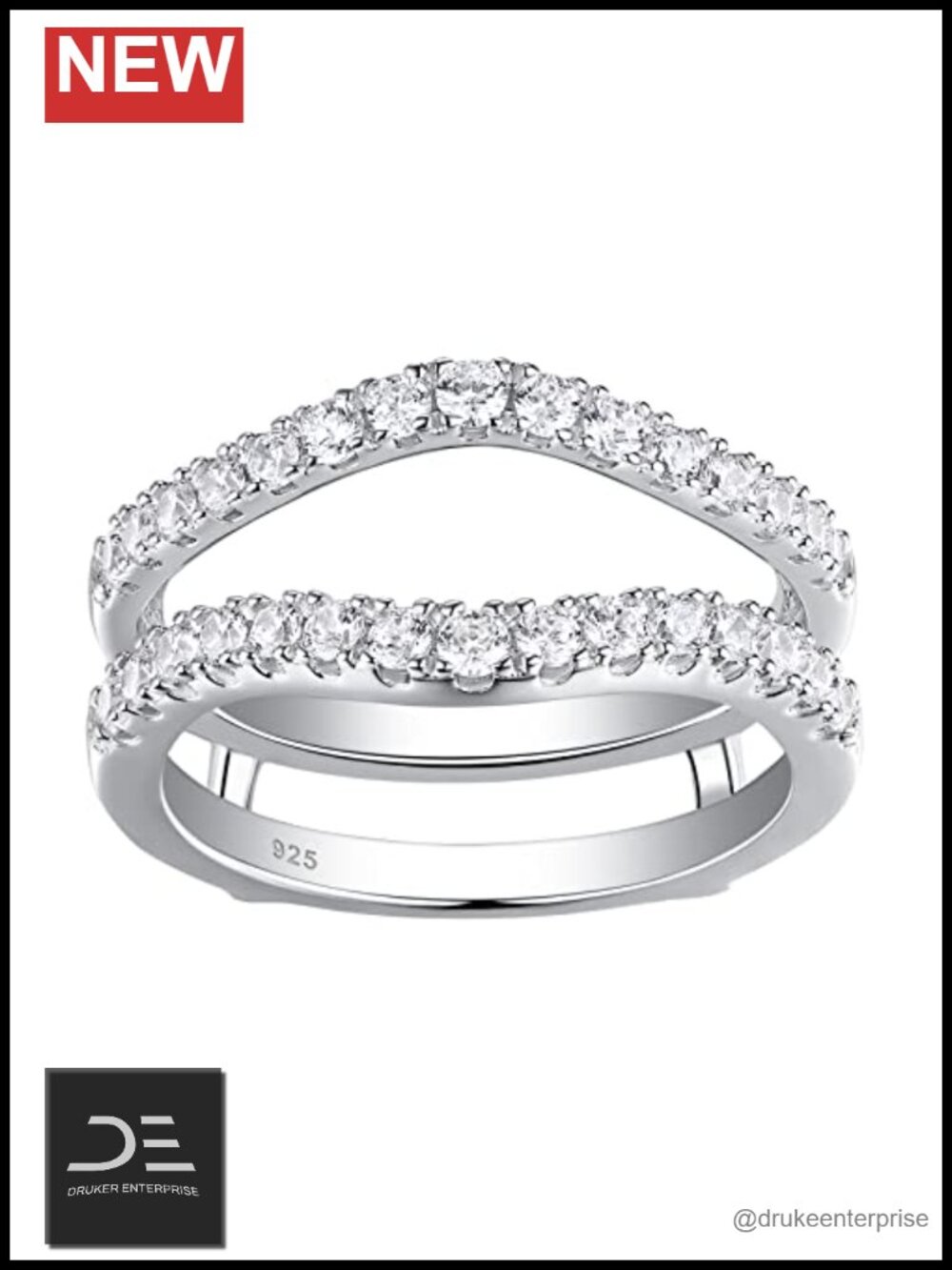 Moissanite Ring Enhancer Engagement Ring Wedding Band 925 Sterling Silver